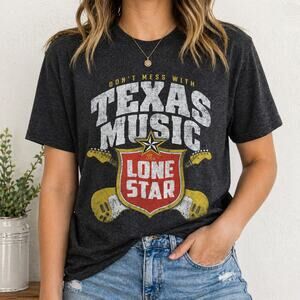 Outhouse Designs Gray Heathered Texas Music Lone Star Graphic Tee Sz M